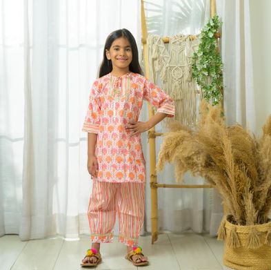 lurex kurta with dhoti for girls