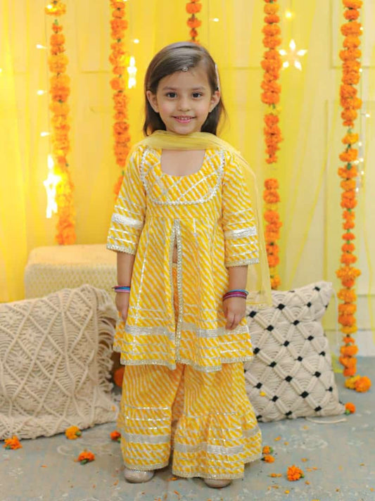 A-Line Kurta with Sharara & Dupatta for girls