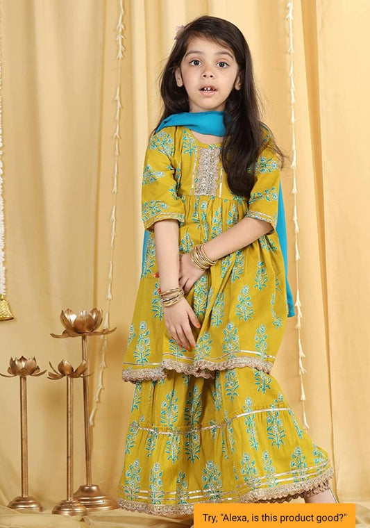 girl's kurti sharara set with dupatta