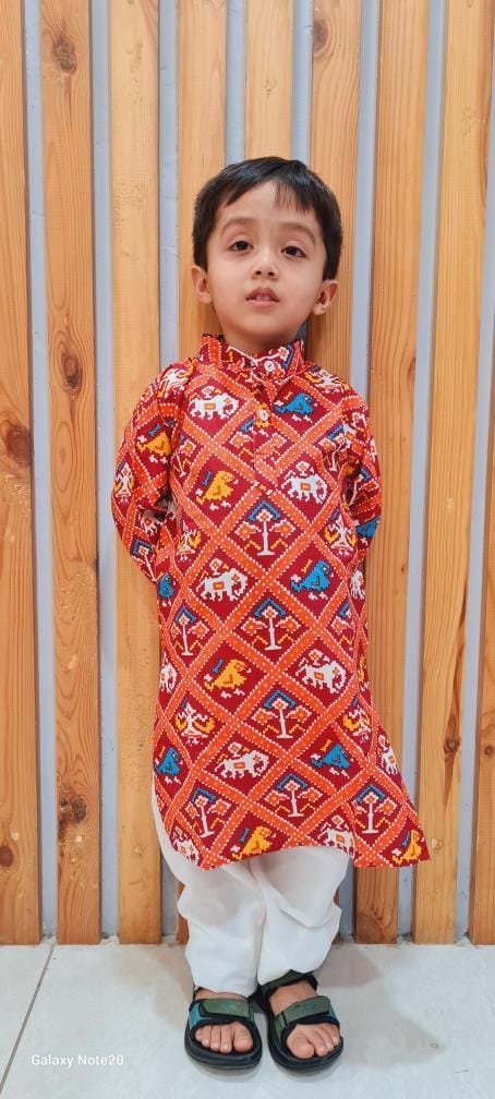 beautiful printed kurta pajama for boys