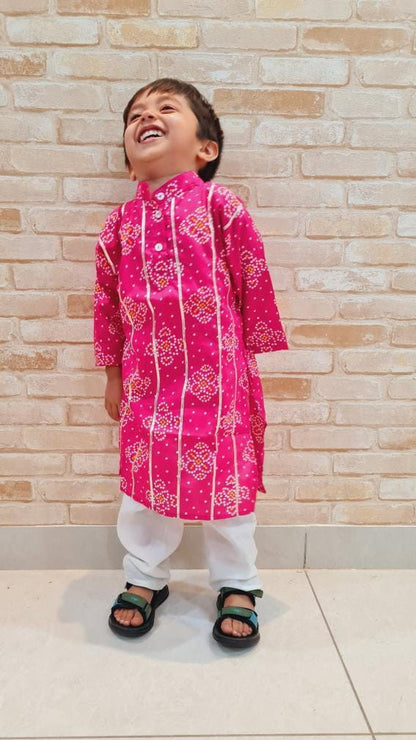 Traditional bandhni printed bot pure cotton kurta pajama set for festive season