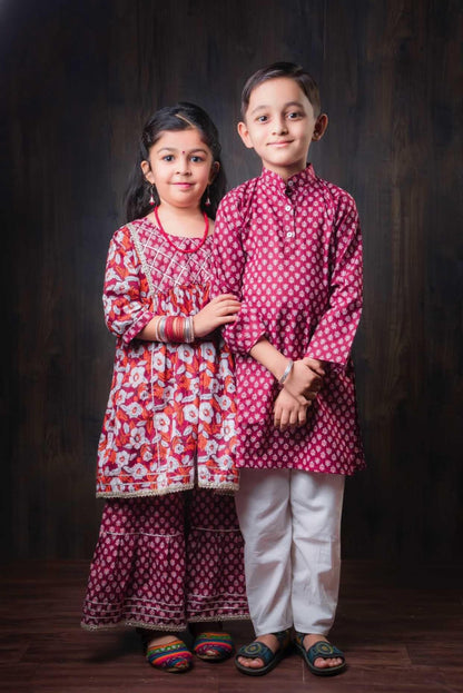 Boy's Cotton printed kurta pajama