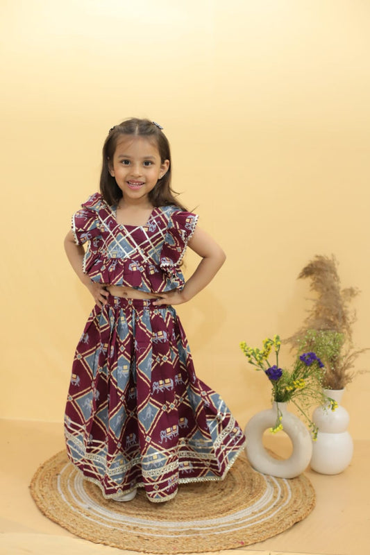 crop top with lehenga for kids