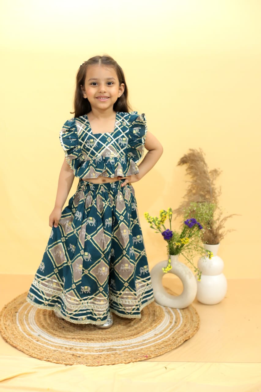 crop top with lehenga for kids